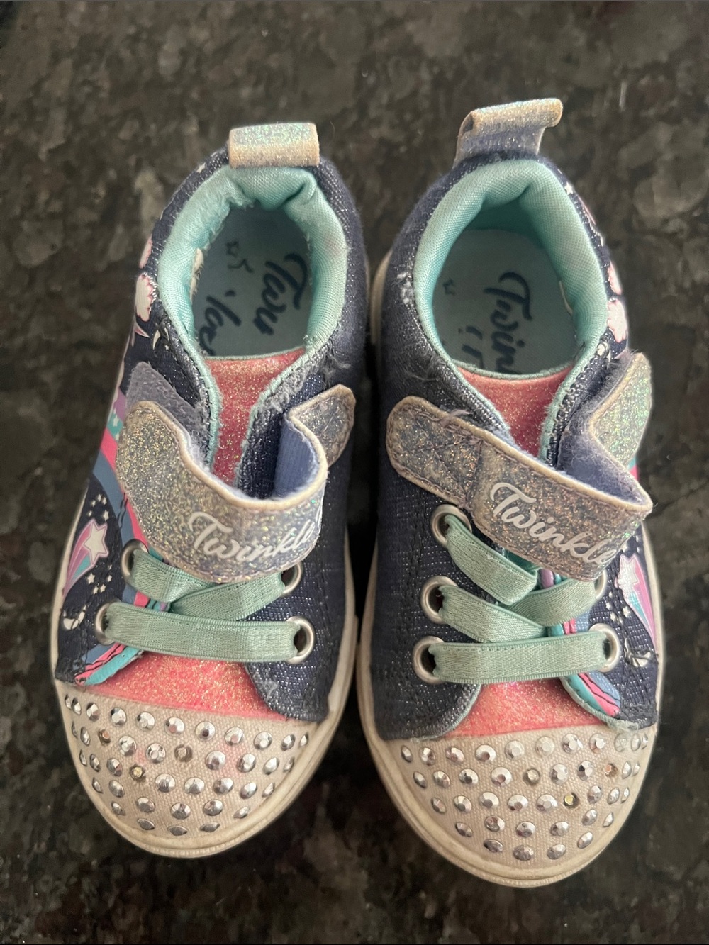 Wink Navy, Pink & Aqua Glitter Light-Up Kids Sneakers